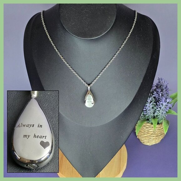 Engraved Memorial Urn Teardrop Necklace (NWOT) - Picture 1 of 5